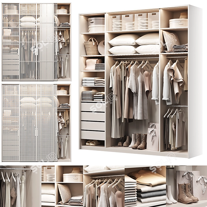 Customizable Wardrobe with Two Facade Options 3D model image 1