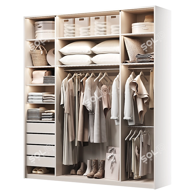 Customizable Wardrobe with Two Facade Options 3D model image 2