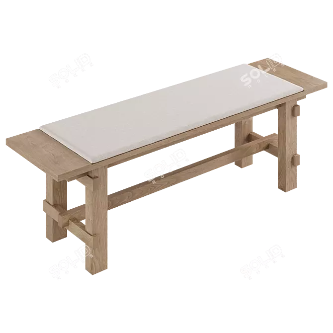 Stylish Hatu Bench by KBH 3D model image 2