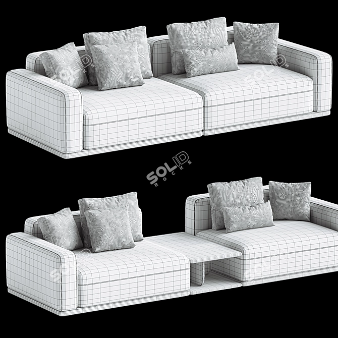 Eddie Modular Fabric Sofa Design 3D model image 3