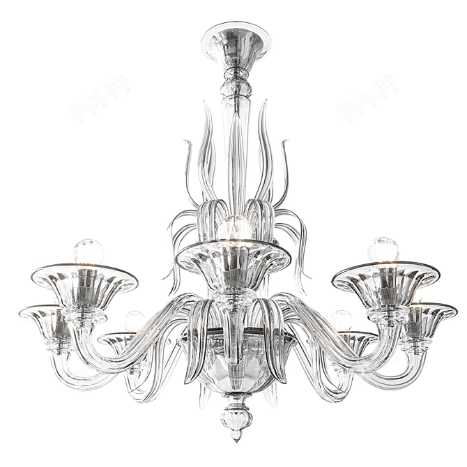 Elegant Murano Glass 8-Light Chandelier 3D model image 1