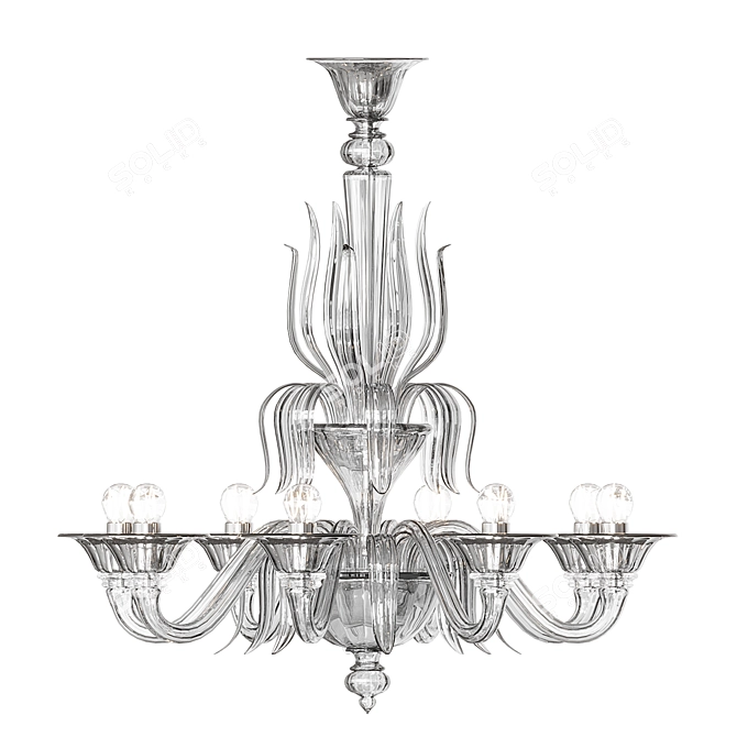 Elegant Murano Glass 8-Light Chandelier 3D model image 2