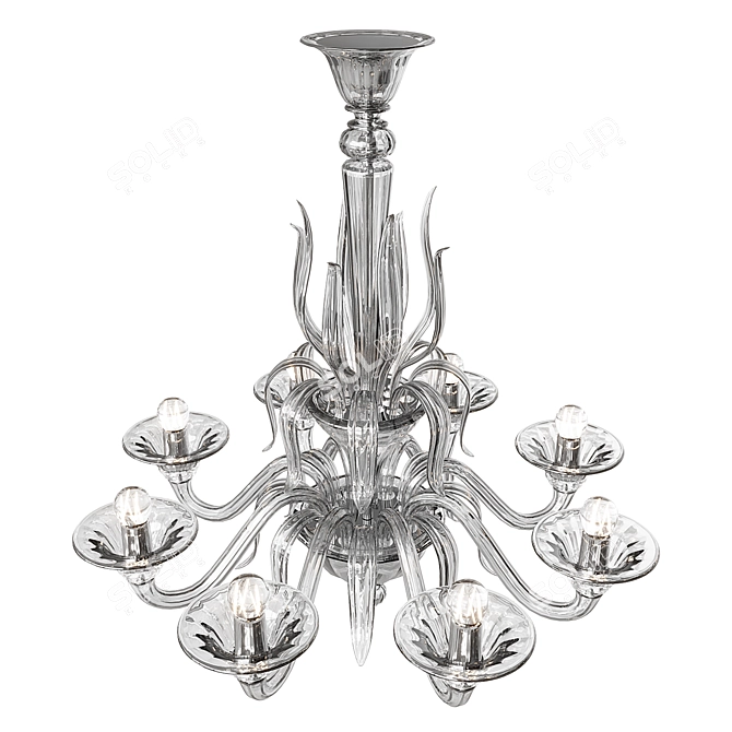 Elegant Murano Glass 8-Light Chandelier 3D model image 3