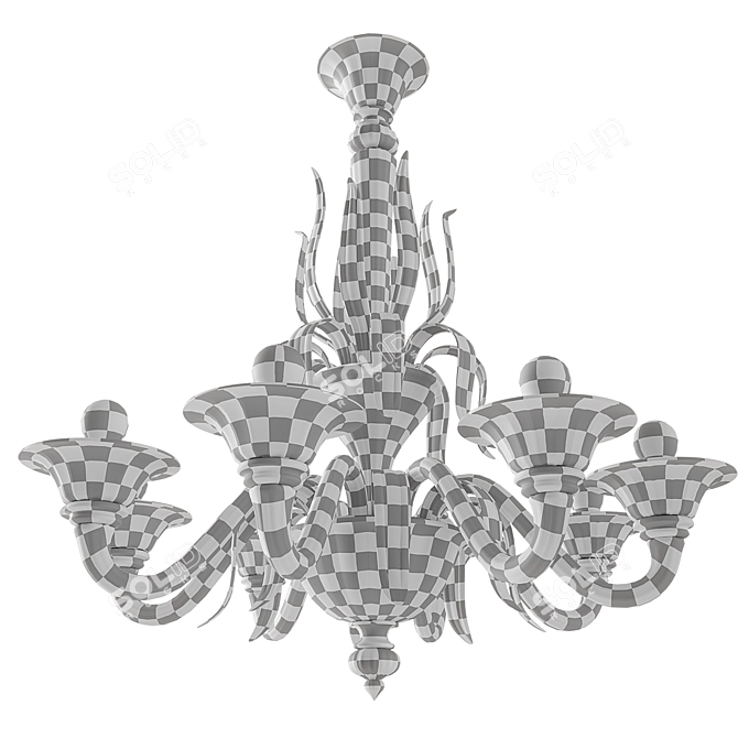 Elegant Murano Glass 8-Light Chandelier 3D model image 6