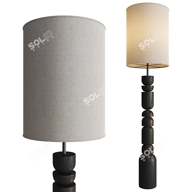 Elemental Beauty Charred Wood Lamp 3D model image 1