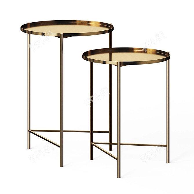 Modern Tray Top Table Set 3D model image 2