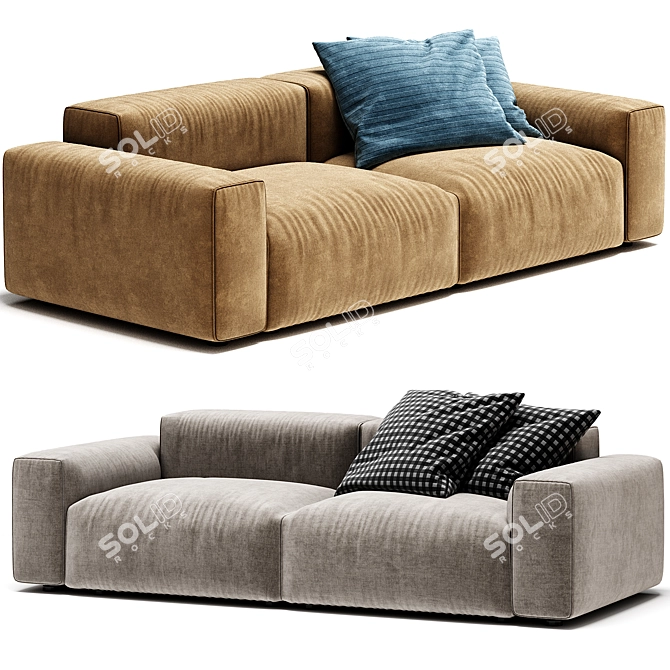 Modern 2 Seater Sofa Elegance 3D model image 3