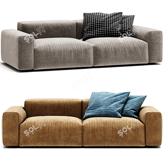 Modern 2 Seater Sofa Elegance 3D model image 4