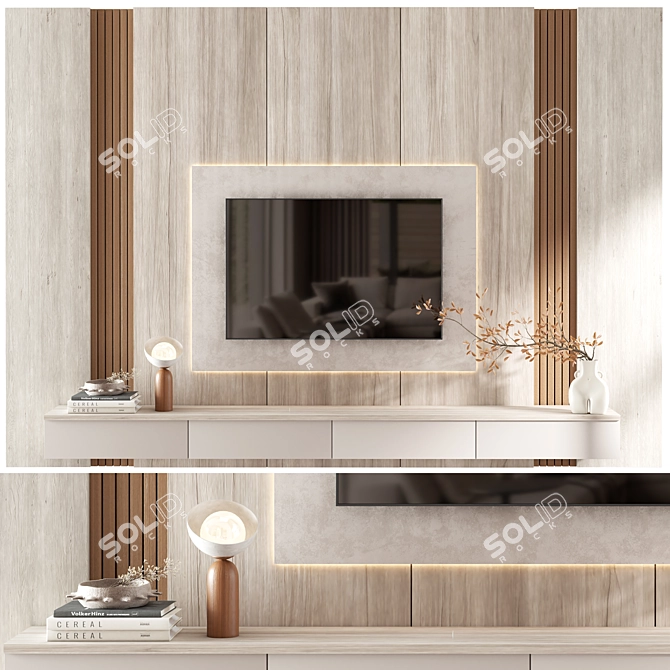 Modern TV Wall Unit 01 3D model image 1