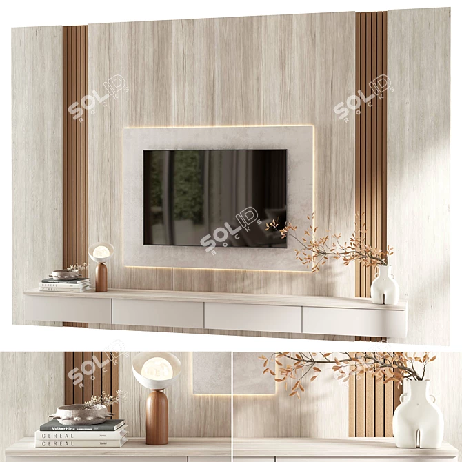 Modern TV Wall Unit 01 3D model image 2