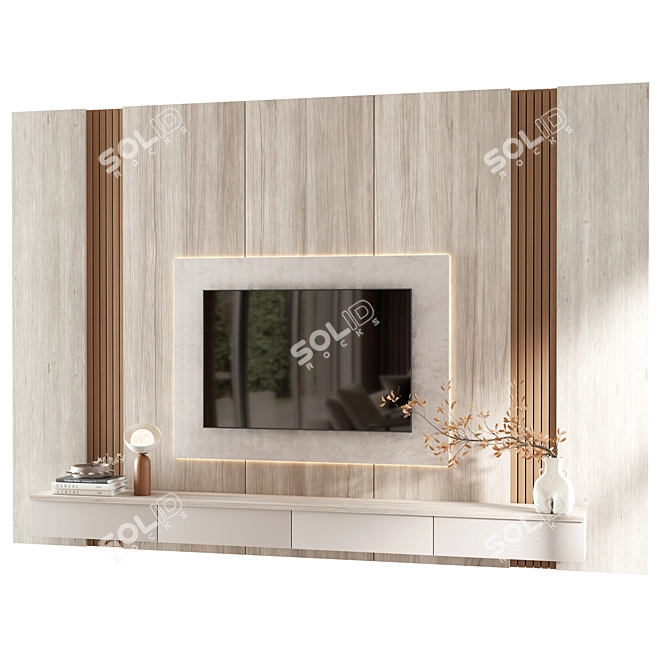 Modern TV Wall Unit 01 3D model image 3