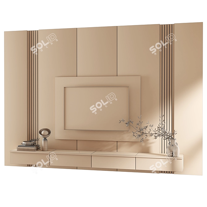 Modern TV Wall Unit 01 3D model image 4
