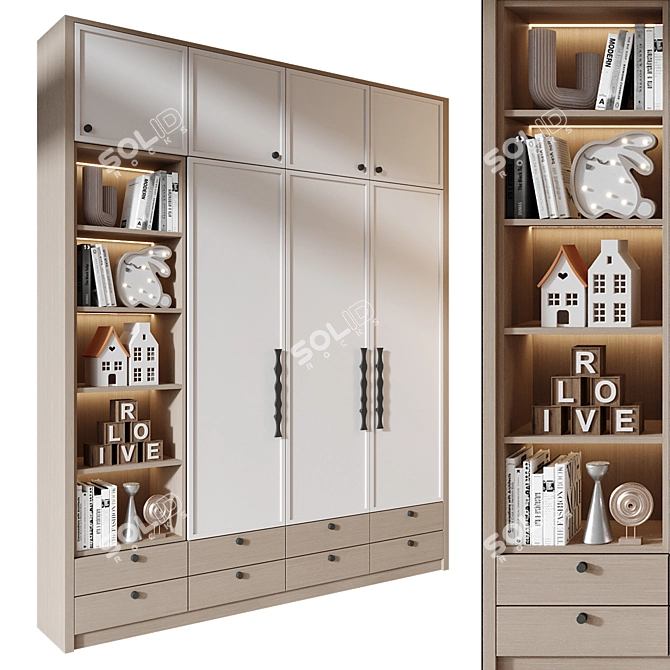 Designer Bookshelf GHS-2552 Ensemble 3D model image 2