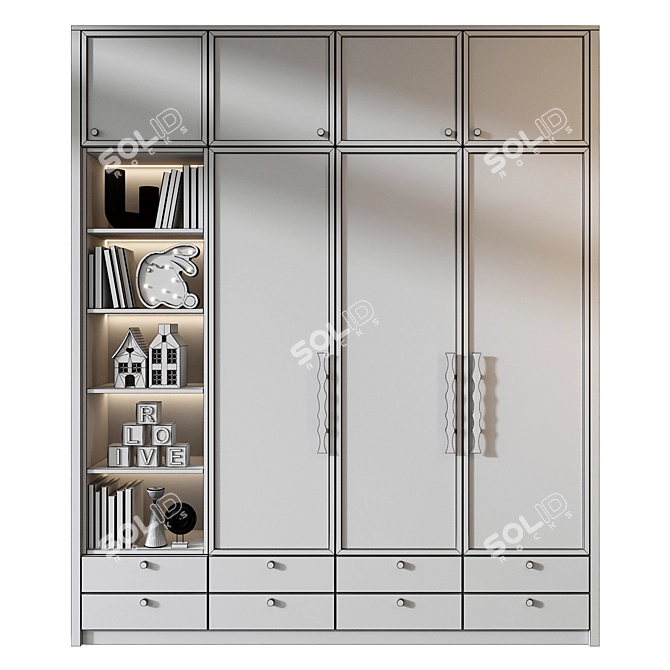 Designer Bookshelf GHS-2552 Ensemble 3D model image 3