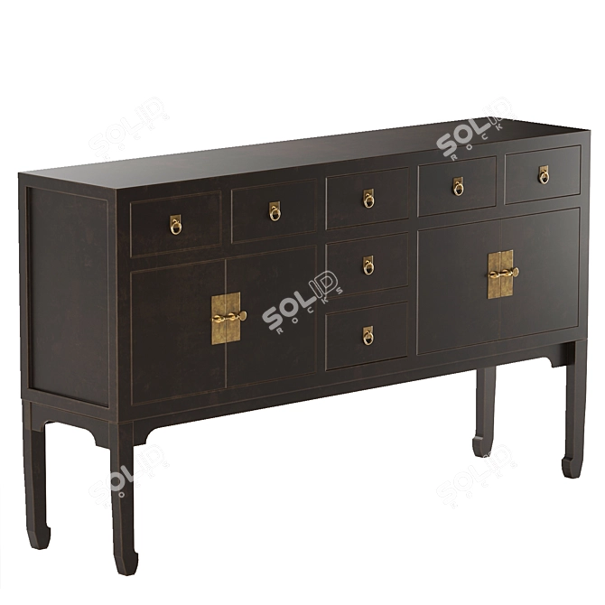 Sleek Modern Lacquer Sideboard 3D model image 1