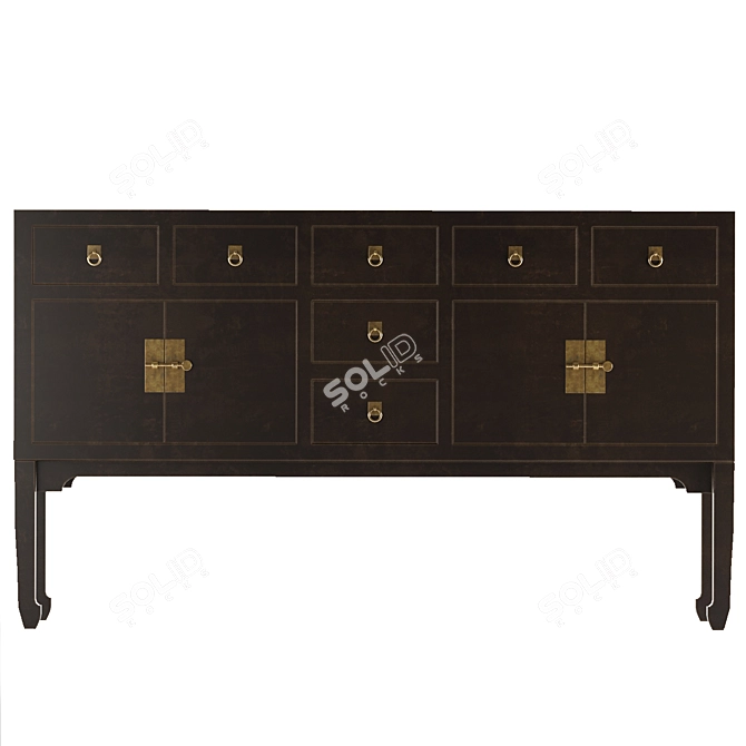 Sleek Modern Lacquer Sideboard 3D model image 2