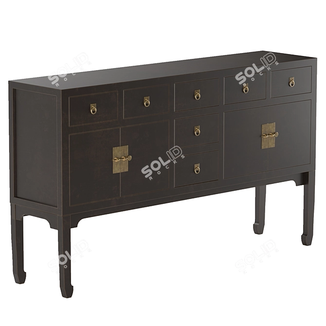 Sleek Modern Lacquer Sideboard 3D model image 4