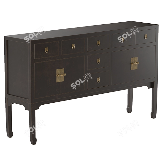 Sleek Modern Lacquer Sideboard 3D model image 5