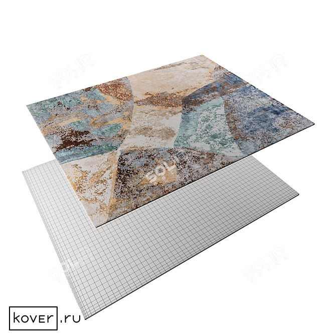 Modern Abstract Eucalyptus Silk Rug 3D model image 2