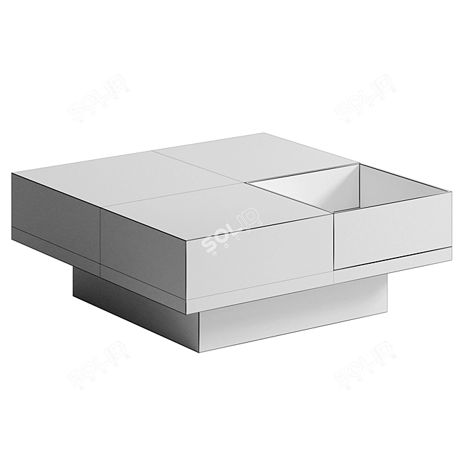 Japandi Square Coffee Table with Storage 3D model image 2