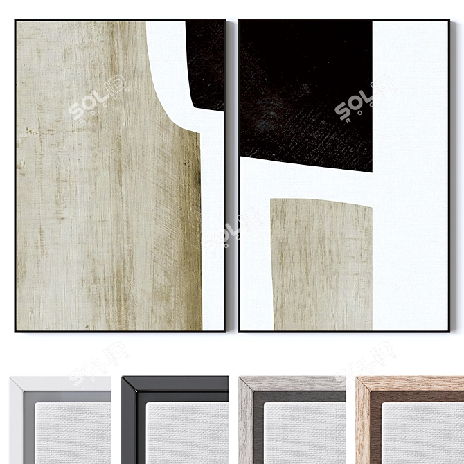 Multi-Frame Textured Wall Art SetProperty 3D model image 1