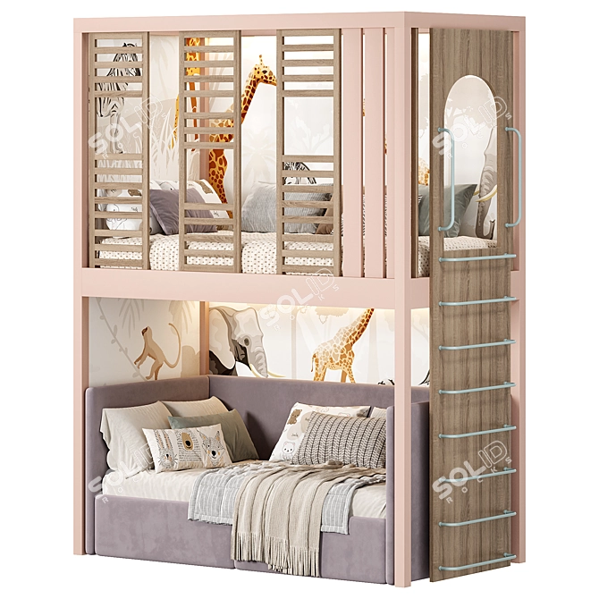  Kid's Bunk Bed Set 3D model image 3