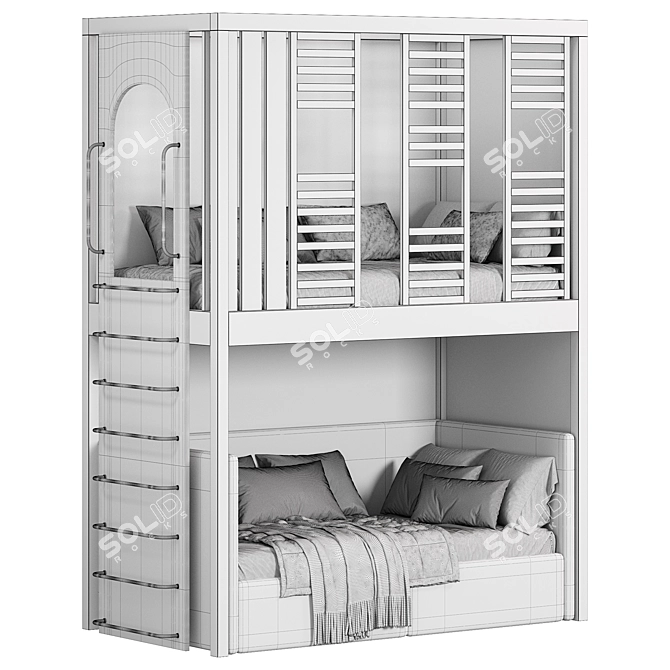  Kid's Bunk Bed Set 3D model image 6