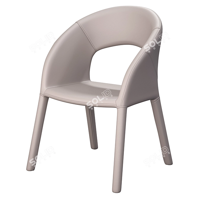 Beige Eco-Leather Dining Chair 3D model image 1