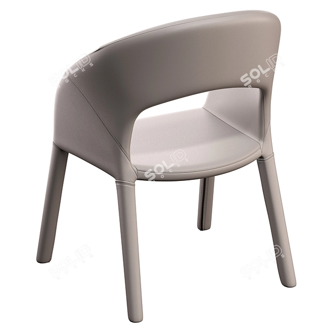 Beige Eco-Leather Dining Chair 3D model image 3