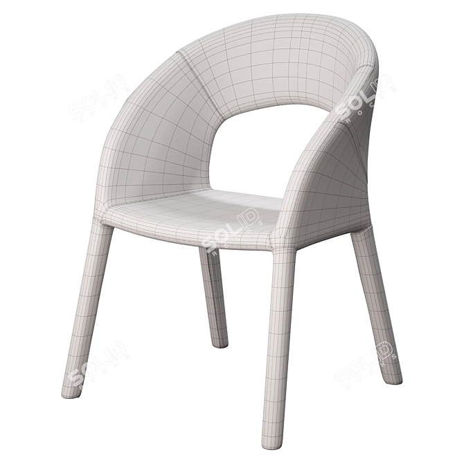 Beige Eco-Leather Dining Chair 3D model image 4