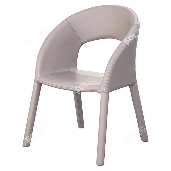 Beige Eco-Leather Dining Chair 3D model image 5