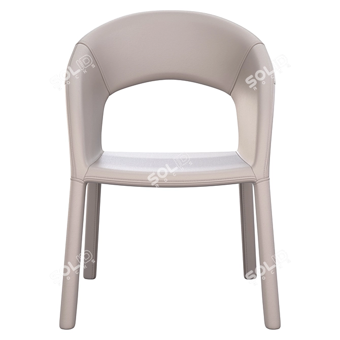 Beige Eco-Leather Dining Chair 3D model image 6