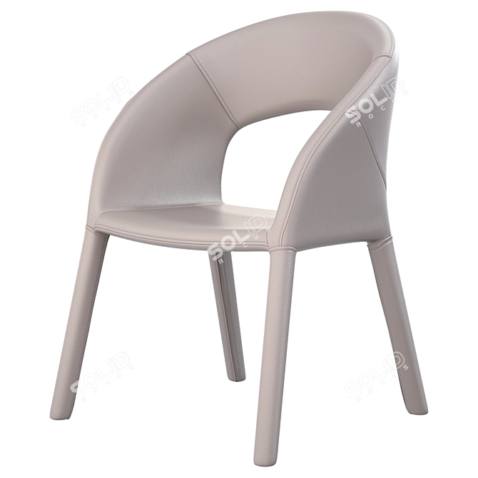 Beige Eco-Leather Dining Chair 3D model image 10