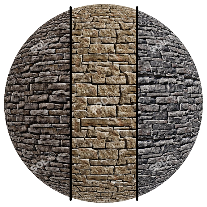 Stone Facade Texture Pack 4K 3D model image 1