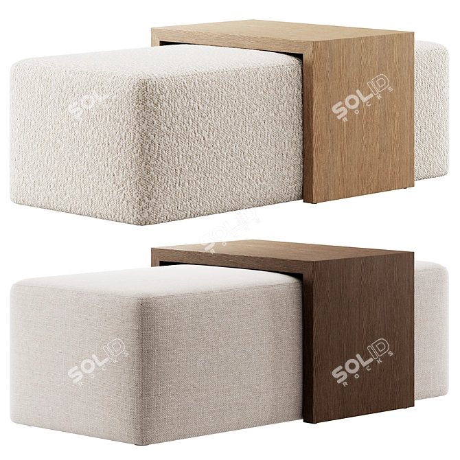 Boucle Noelle Ottoman Furniture Model 3D model image 1