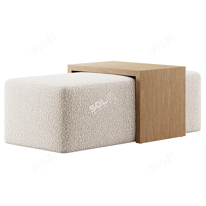 Boucle Noelle Ottoman Furniture Model 3D model image 2