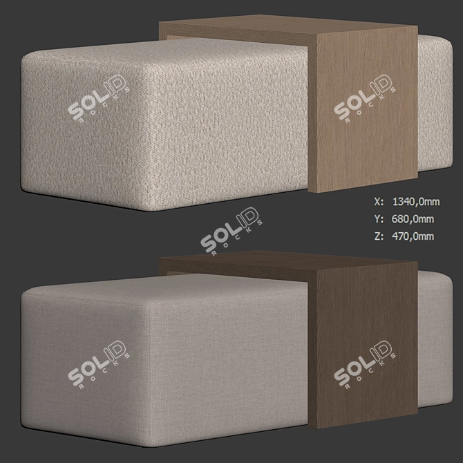 Boucle Noelle Ottoman Furniture Model 3D model image 7