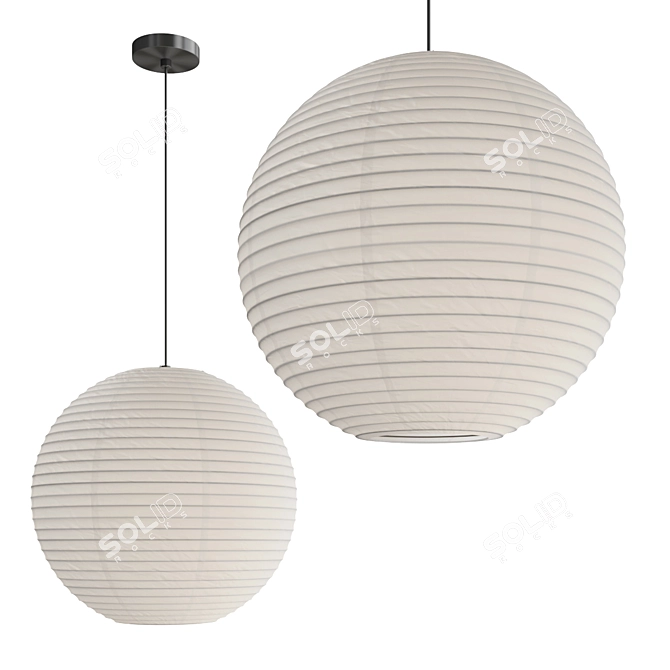 Contemporary Paper Lantern Light Fixture 3D model image 1