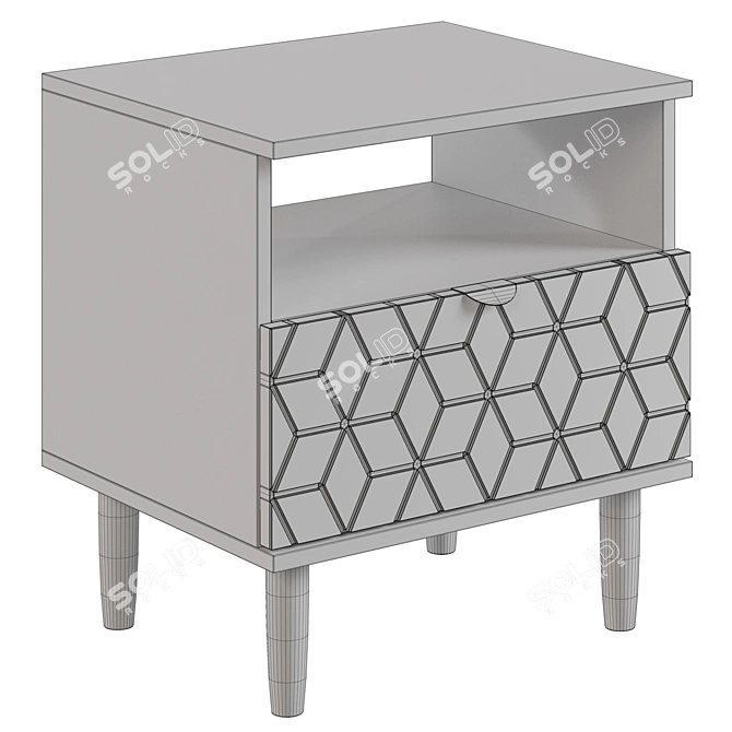 Modern Grey Bedside Table "Denver 3D model image 3