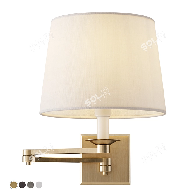 Adjustable Brass Swing-Arm Sconce 3D model image 1