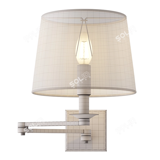 Adjustable Brass Swing-Arm Sconce 3D model image 6