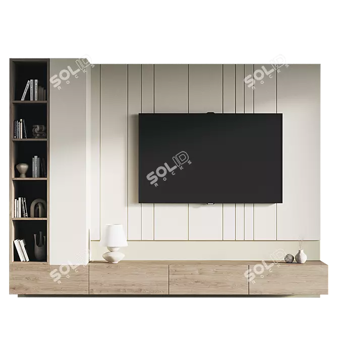 Modern TV Wall Set Design 3D model image 4