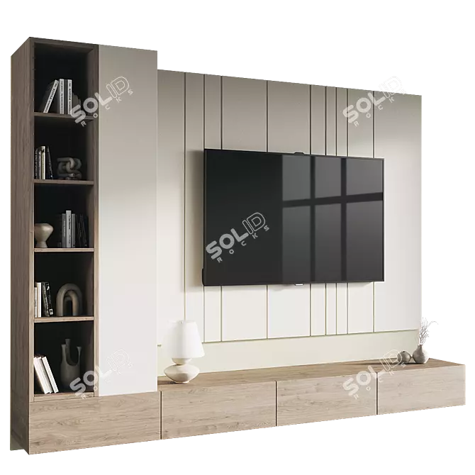 Modern TV Wall Set Design 3D model image 1