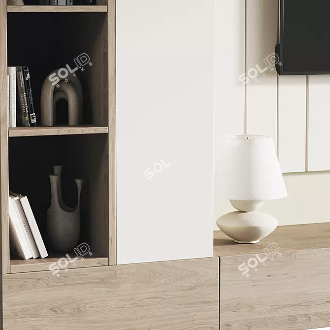 Modern TV Wall Set Design 3D model image 2