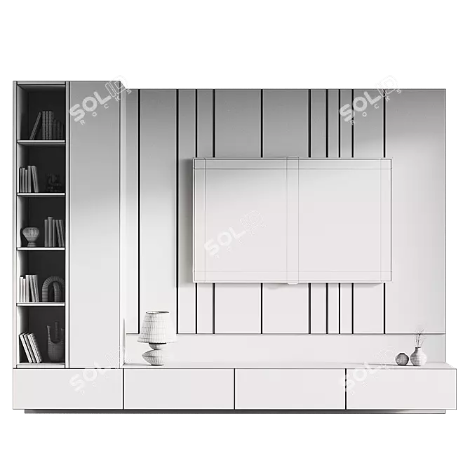 Modern TV Wall Set Design 3D model image 3