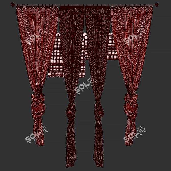 Russian Fabric Curtain 52 3D model image 2