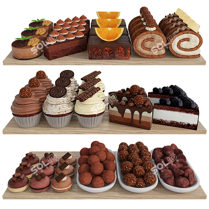 Mini Chocolate Delights Set 3D model image 1