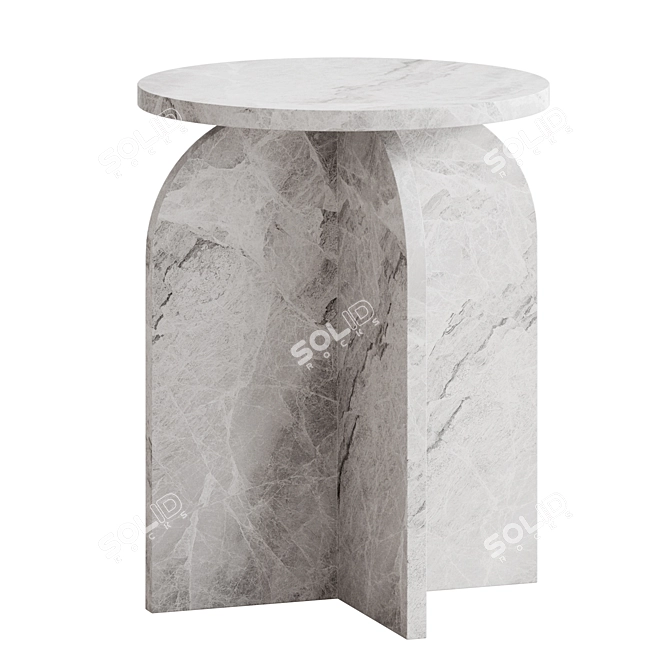 White Marble Round Side Table 3D model image 3