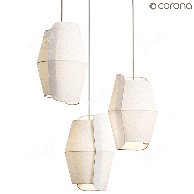 Sleek Volute Pendant Lamp 3D model image 2