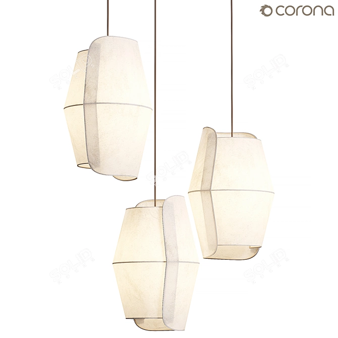 Sleek Volute Pendant Lamp 3D model image 4